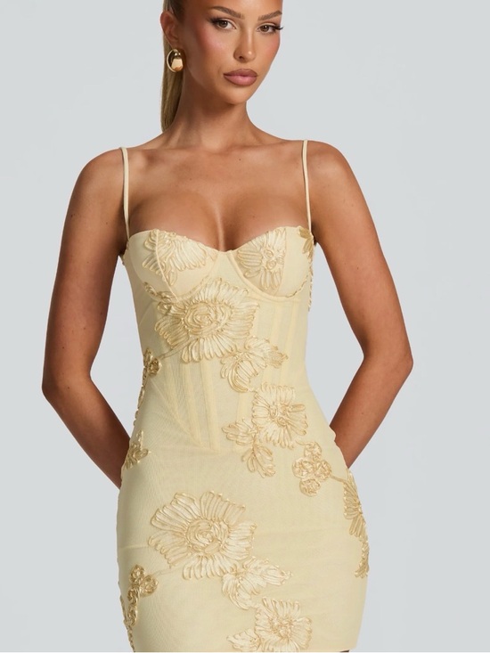 Babyboo Fashion Dresses & Skirts - Embroidered Yellow Bustier Mini Dress
